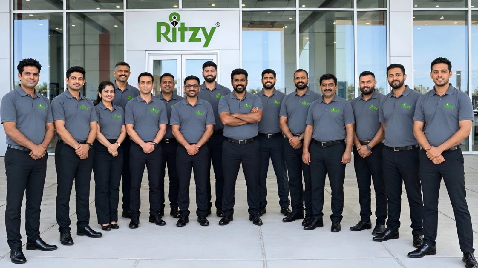 The Ritzy team in uniform outside the Ritzy office