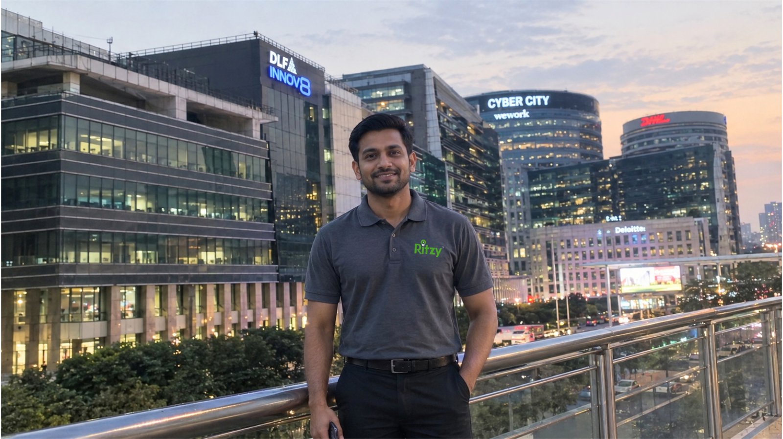 A Ritzy driver at Cyber City, Gurugram
